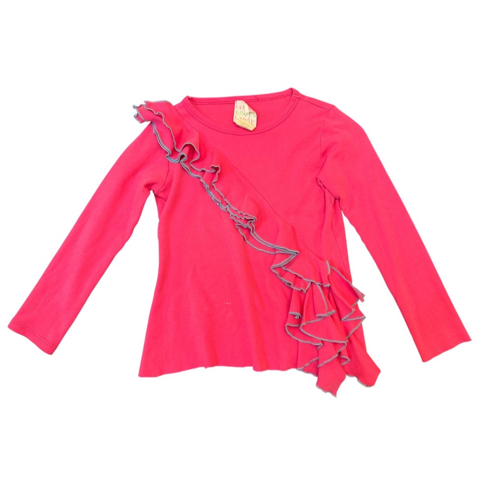 Lemon Loves Lime Girls Pink Ruffle Front Long Sleeve Top Size 7‎